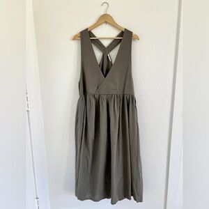 THE SHANTY CORP olive green pinafore overall dress / size L-XL